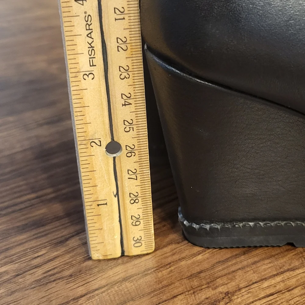 Kate Spade New York Black Tay Wedge Bootie Buckle Accent Side Zip Size 7.5